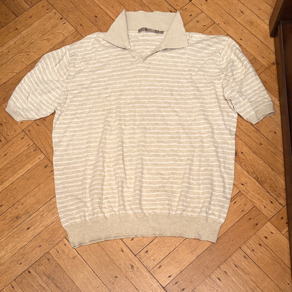 Raffi Beige Striped Polo Shirt 100% cotton